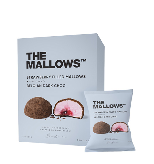 Marshmallows mit Erdbeerfüllung & dunkler Schokolade
